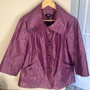 Tribal metallic shiny purple coat blazer